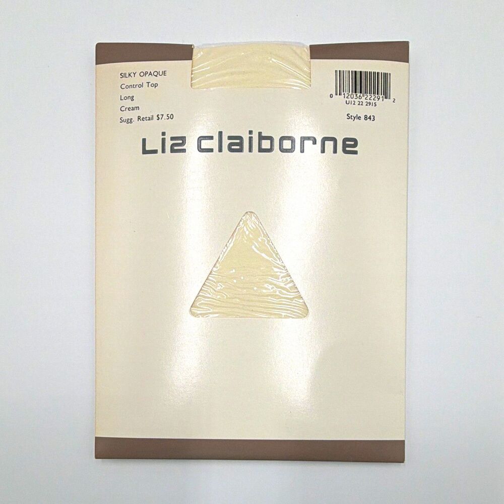 Liz Claiborne Control Top Opaque Tights Cream Solid Size Long Style 843